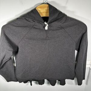 Lululemon Pull Me Over Hoodie Pleated Back Heathered Black Gray Women's Size 12‎